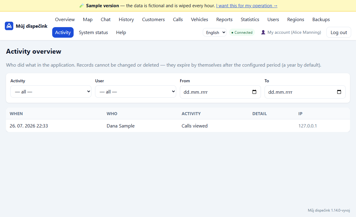 Activity overview (audit)