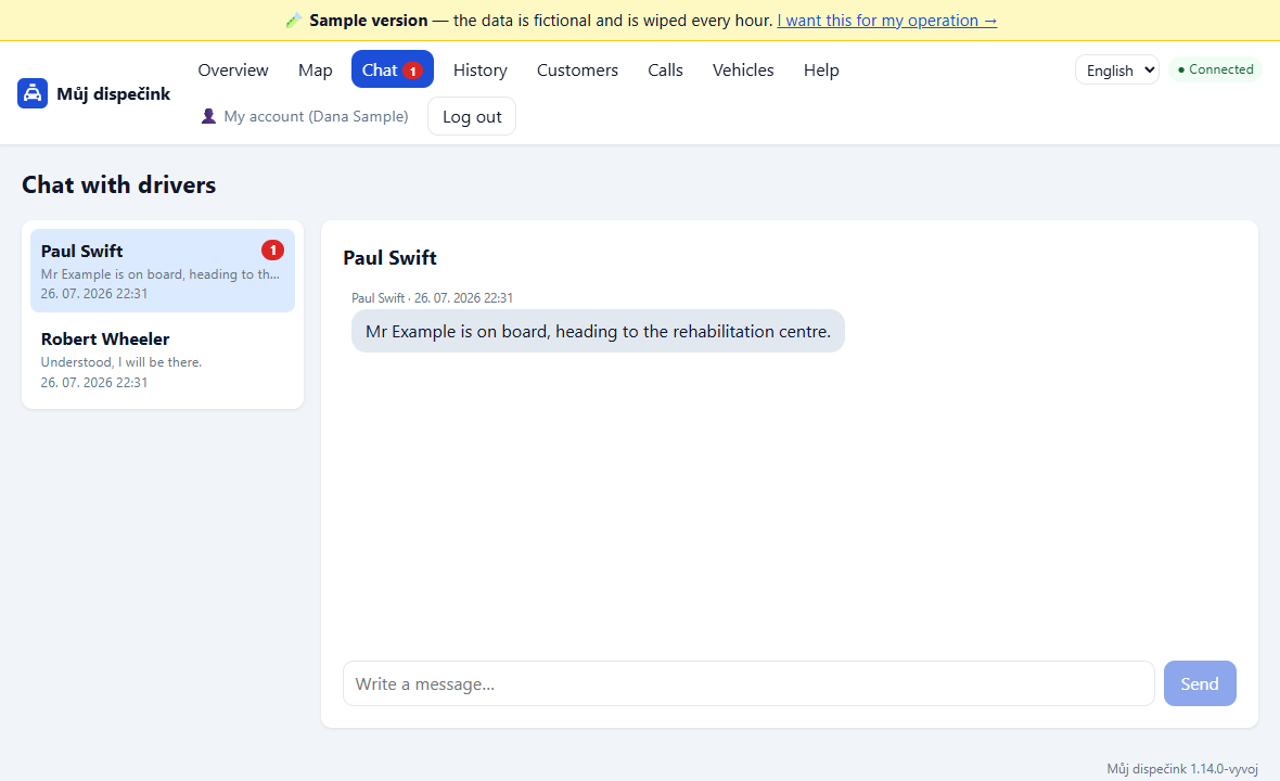 Chat with drivers